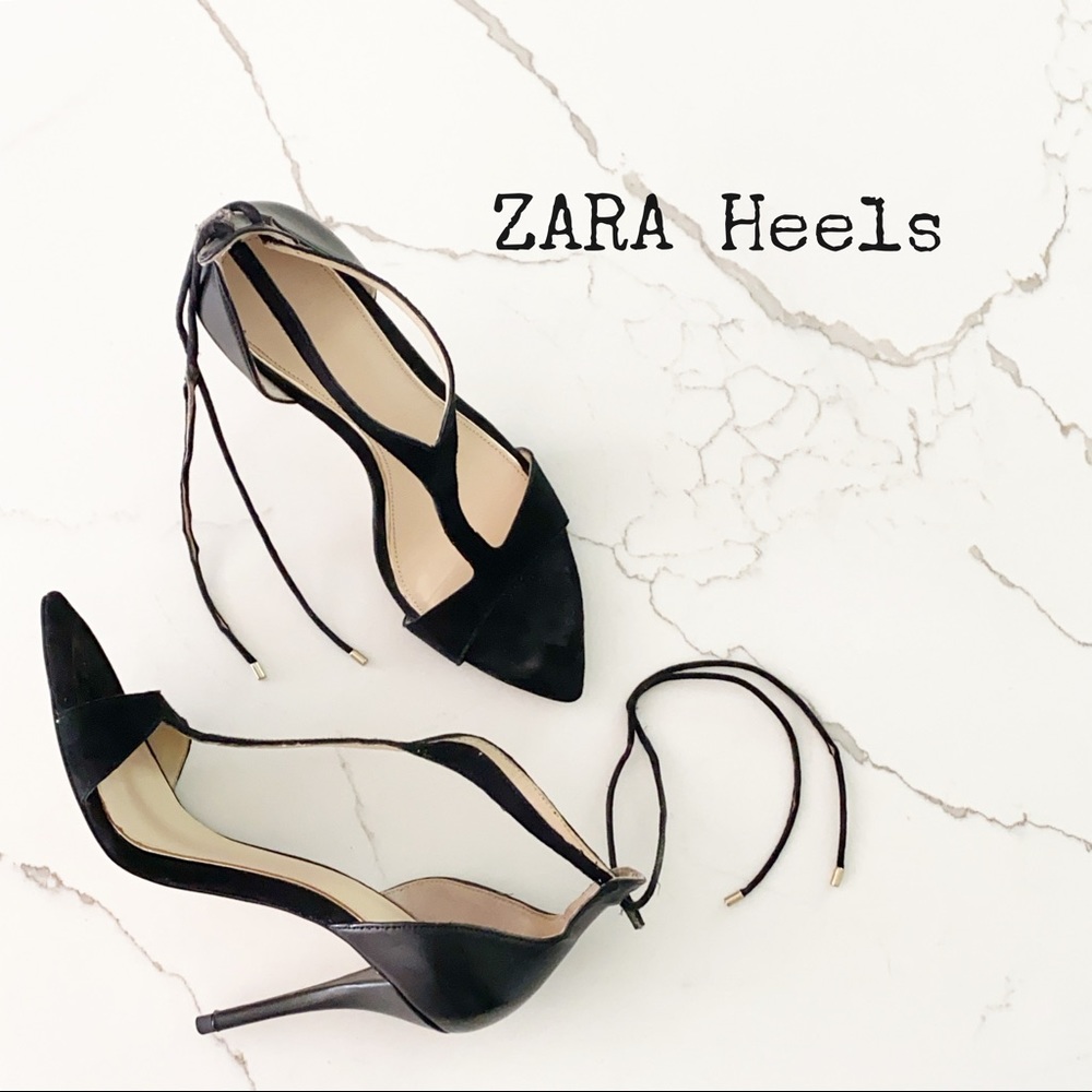 Black Leather Heels by ZARA sz 6.5/37